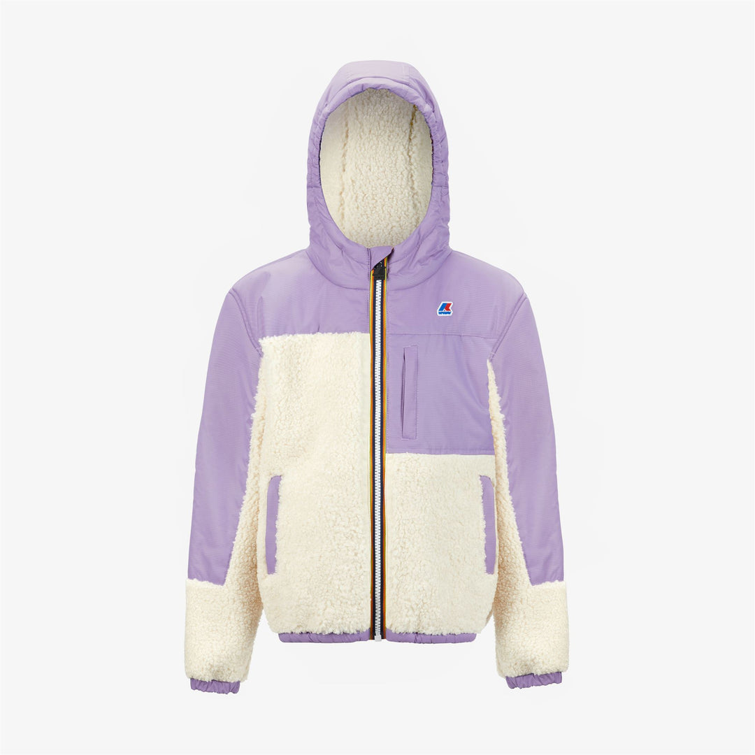 Chaqueta de forro polar ecru violeta para niños con capucha ajustable main