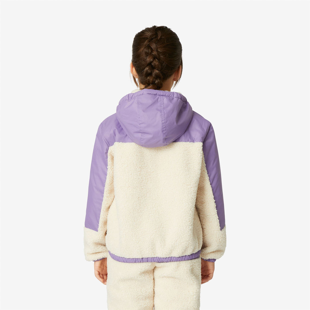 Chaqueta de forro polar ecru violeta para niños con capucha ajustable main