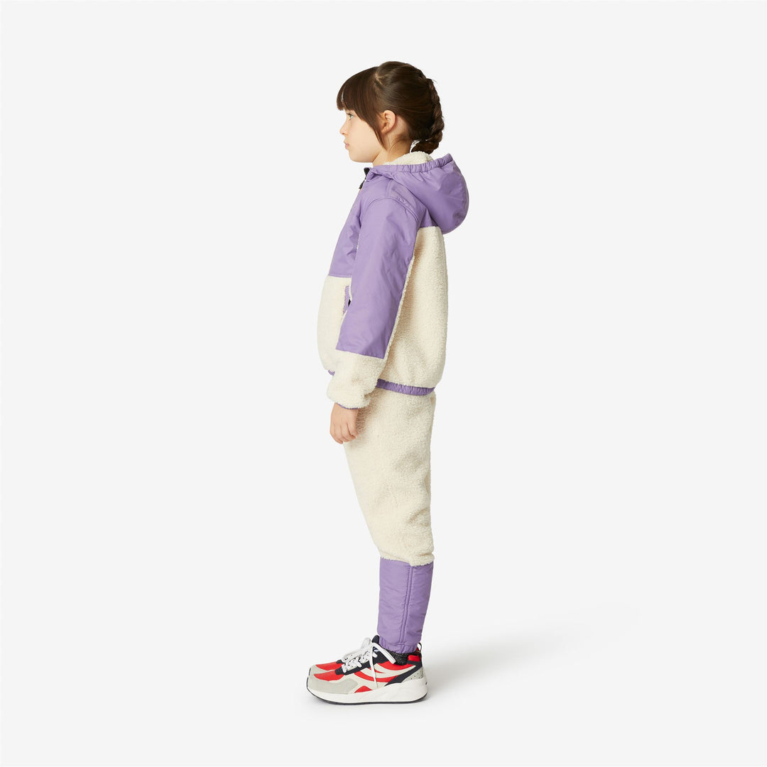 Chaqueta de forro polar ecru violeta para niños con capucha ajustable main