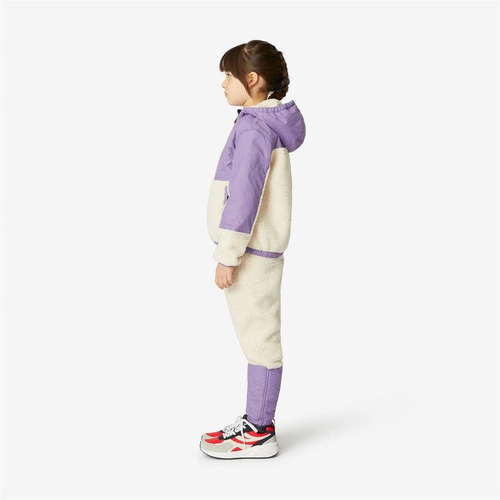 Chaqueta de forro polar ecru violeta para niños con capucha ajustable 4