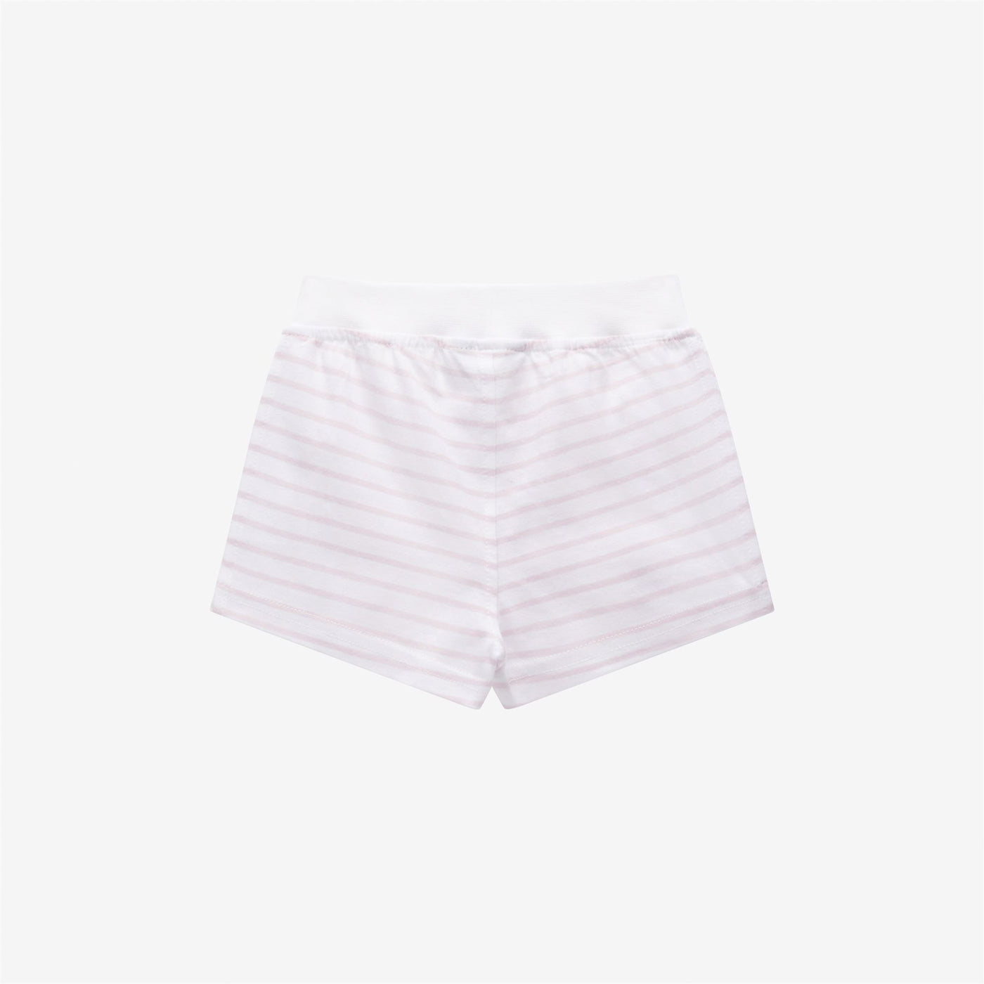 Shorts Kid unisex E. NOISETTE STRIPES Sport  Shorts WHITE - PINK ROSE Dressed Front (jpg Rgb)	