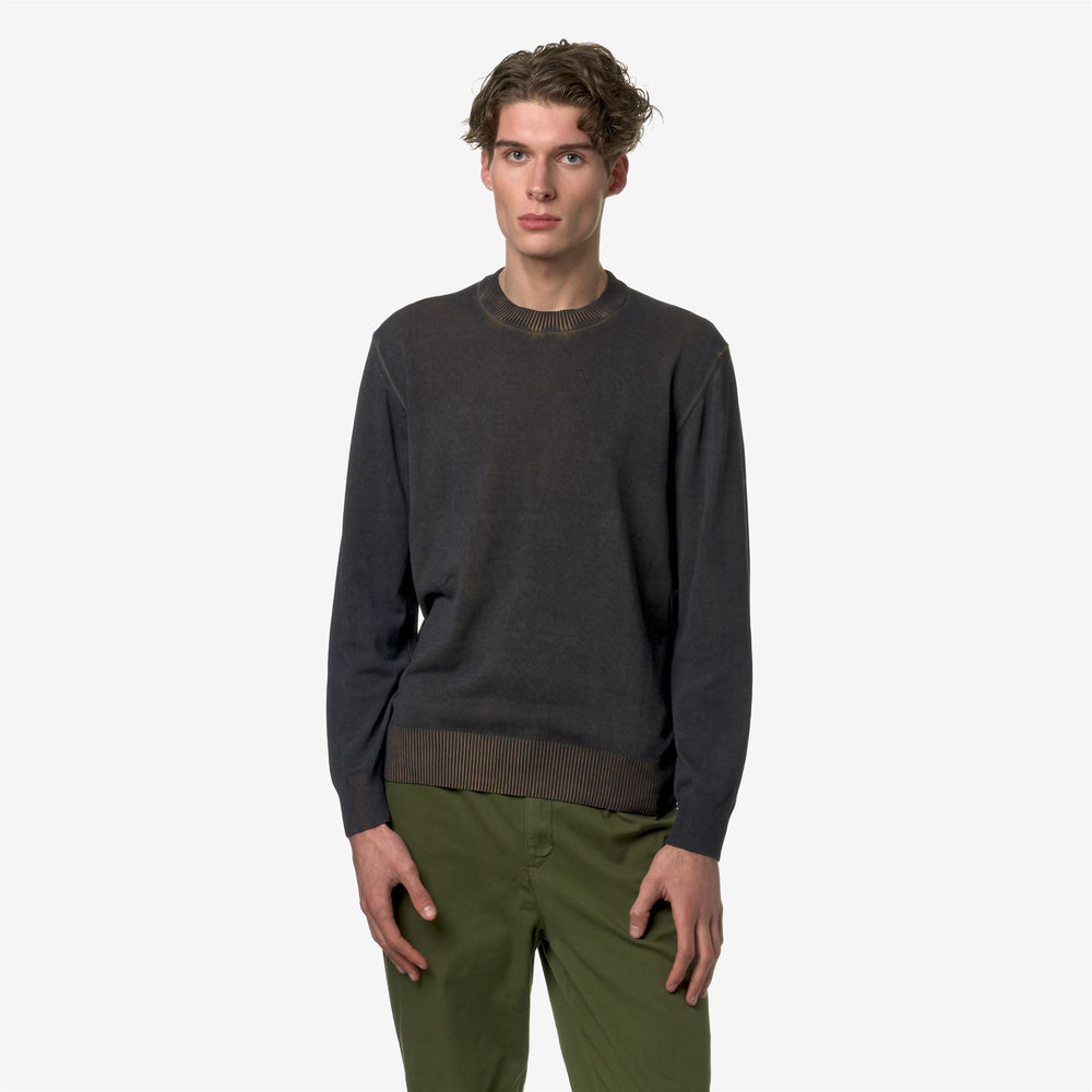 Blue Brown Men's Cotton Crewneck Pullover Sweater for City Wear 02