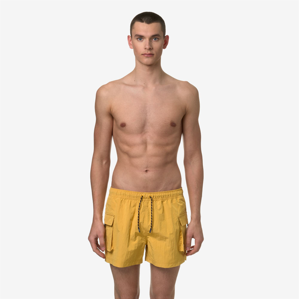 Mimosa Yellow Men's Quick-Dry Swimming Trunks with Pockets 02