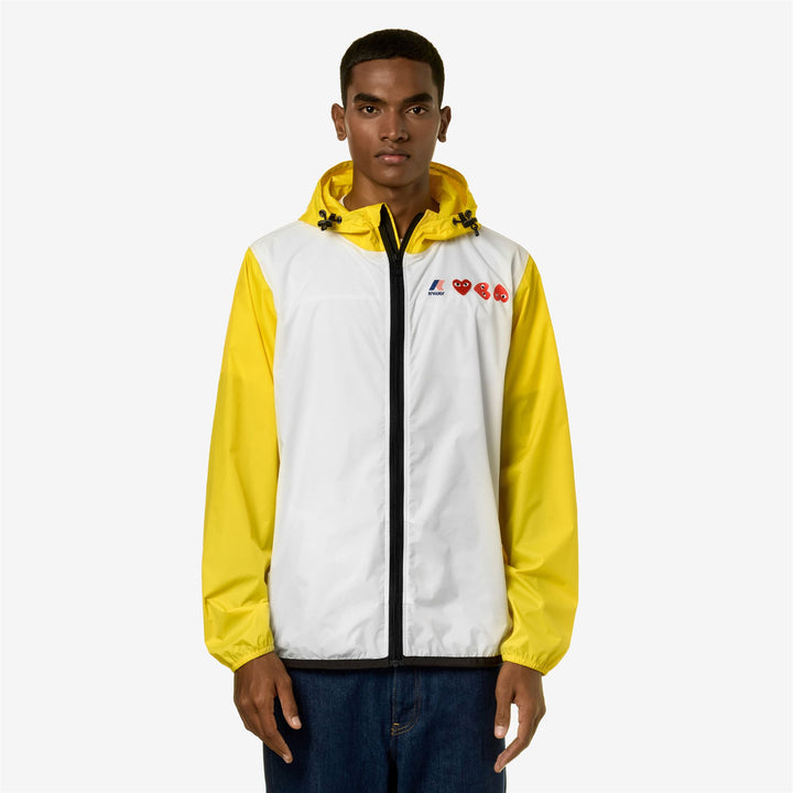 Jackets Unisex LE VRAI 3.0 CLAUDE CDG OPEN US OF SURFING BICOLOR Mid WHITE - YELLOW DK Dressed Back (jpg Rgb)		
