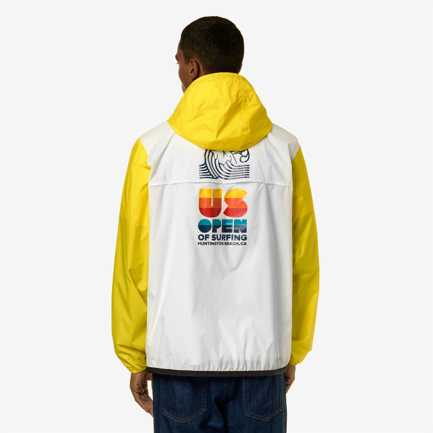 Jackets Unisex LE VRAI 3.0 CLAUDE CDG OPEN US OF SURFING BICOLOR Mid WHITE - YELLOW DK Dressed Front Double		
