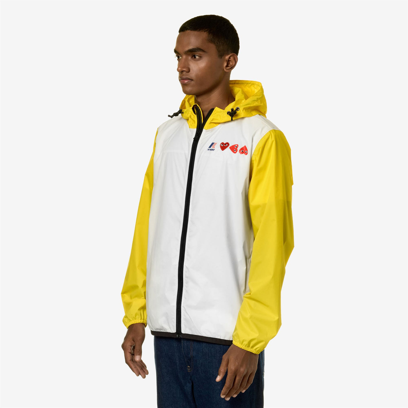 Jackets Unisex LE VRAI 3.0 CLAUDE CDG OPEN US OF SURFING BICOLOR Mid WHITE - YELLOW DK Detail (jpg Rgb)			