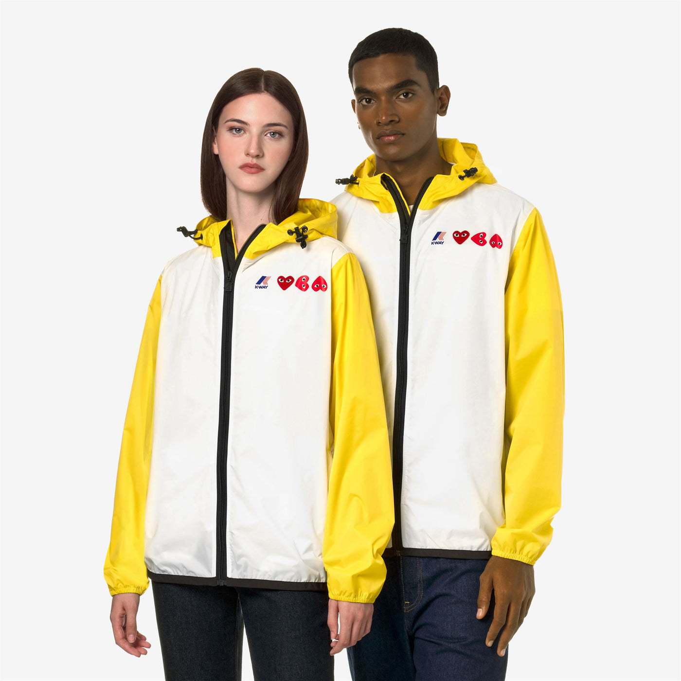 Jackets Unisex LE VRAI 3.0 CLAUDE CDG OPEN US OF SURFING BICOLOR Mid WHITE - YELLOW DK Detail Double				