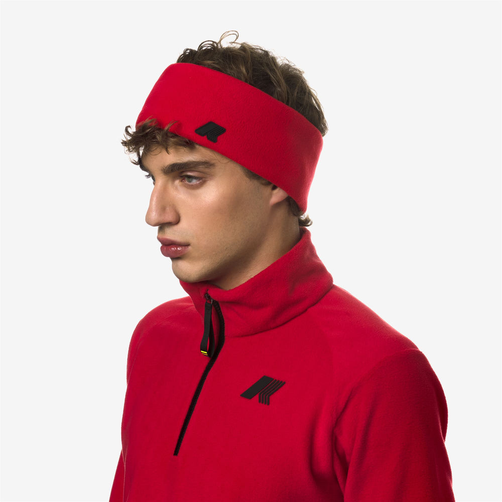 Headwear Unisex ROUGET SHERPA POLAR Headband RED Dressed Back (jpg Rgb)		