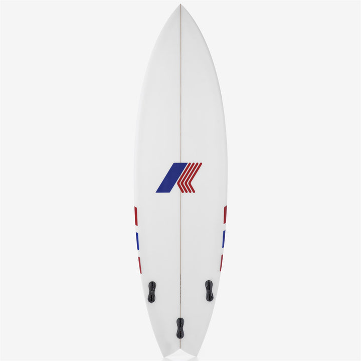 Board Unisex Vague Surfboard WHITE-CENTRAL STRIPE KWAY COLORS Dressed Side (jpg Rgb)		