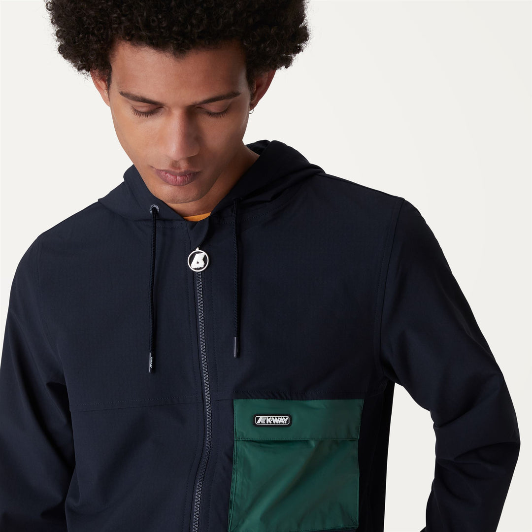 Fleece Unisex MIXMAKE LOICET Jacket BLUE DEPHT-GREEN DK Detail Double				