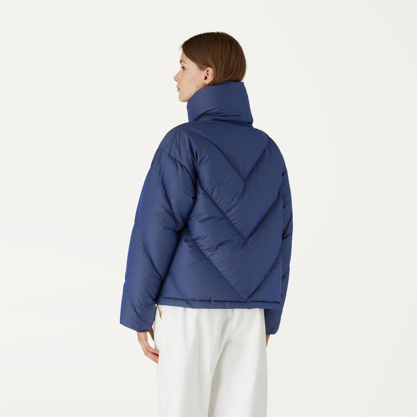 Jackets Woman IMELDINE HEAVY QUILTED LAPIS LAZULI Short BLUE MEDIEVAL - SILVER Dressed Front Double		