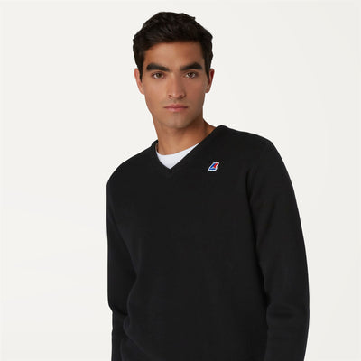 Knitwear Man ANTOINE EASY CARE Pull  Over BLACK PURE Detail Double				