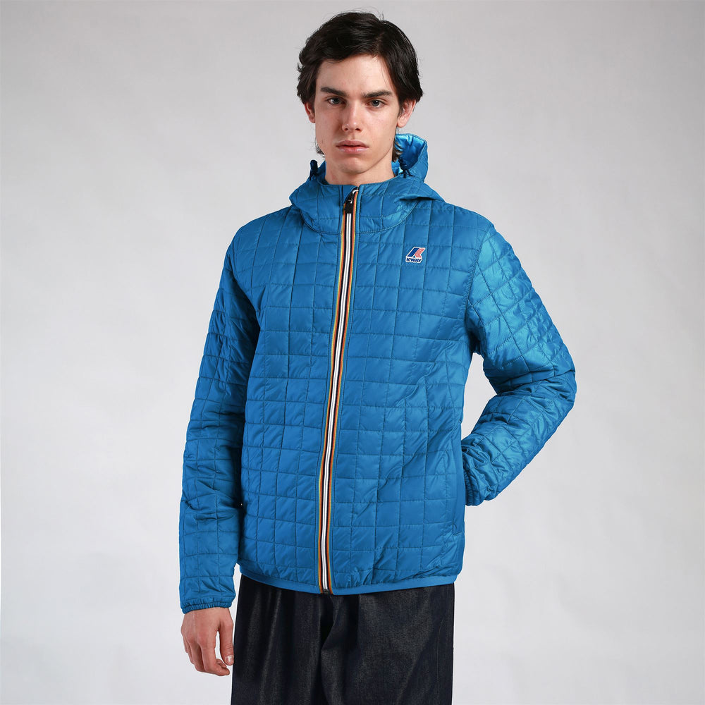 Jackets Unisex LE VRAI CLAUDE QUILTED LT WARM Mid BLUE TURQUOISE Dressed Front (jpg Rgb)	