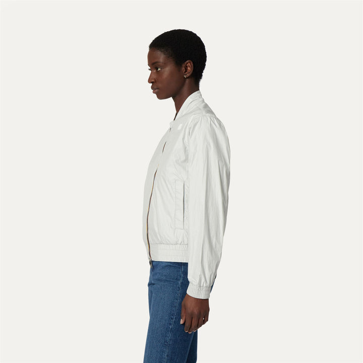 Jackets Woman AMAURETTE IRIDESCENT METAL NY Short WHITE Detail (jpg Rgb)			