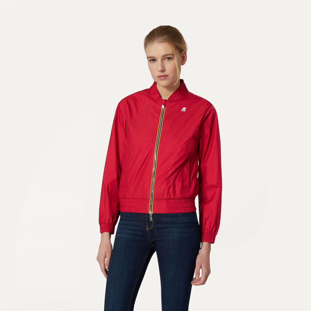 Iridescent Red Women's Summer Short Jacket with Zip Pockets 02