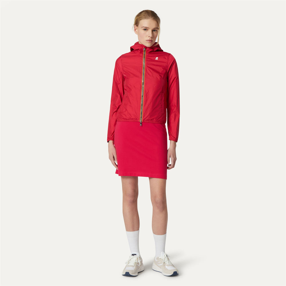 Iridescent Red Women's Short Summer Jacket with Drawstring Hood 02