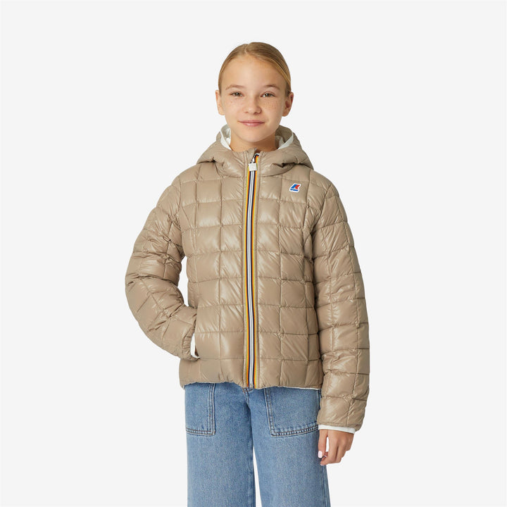 Jackets Girl P. LILY THERMO PLUS.2  DOUBLE Short WHITE - BEIGE TAUPE Detail Double				