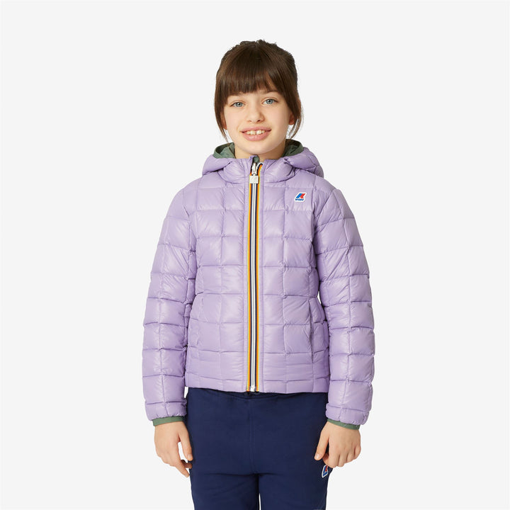 Jackets Girl P. LILY THERMO PLUS.2  DOUBLE Short GREEN LAUREL - VIOLET LAVENDER Detail Double				