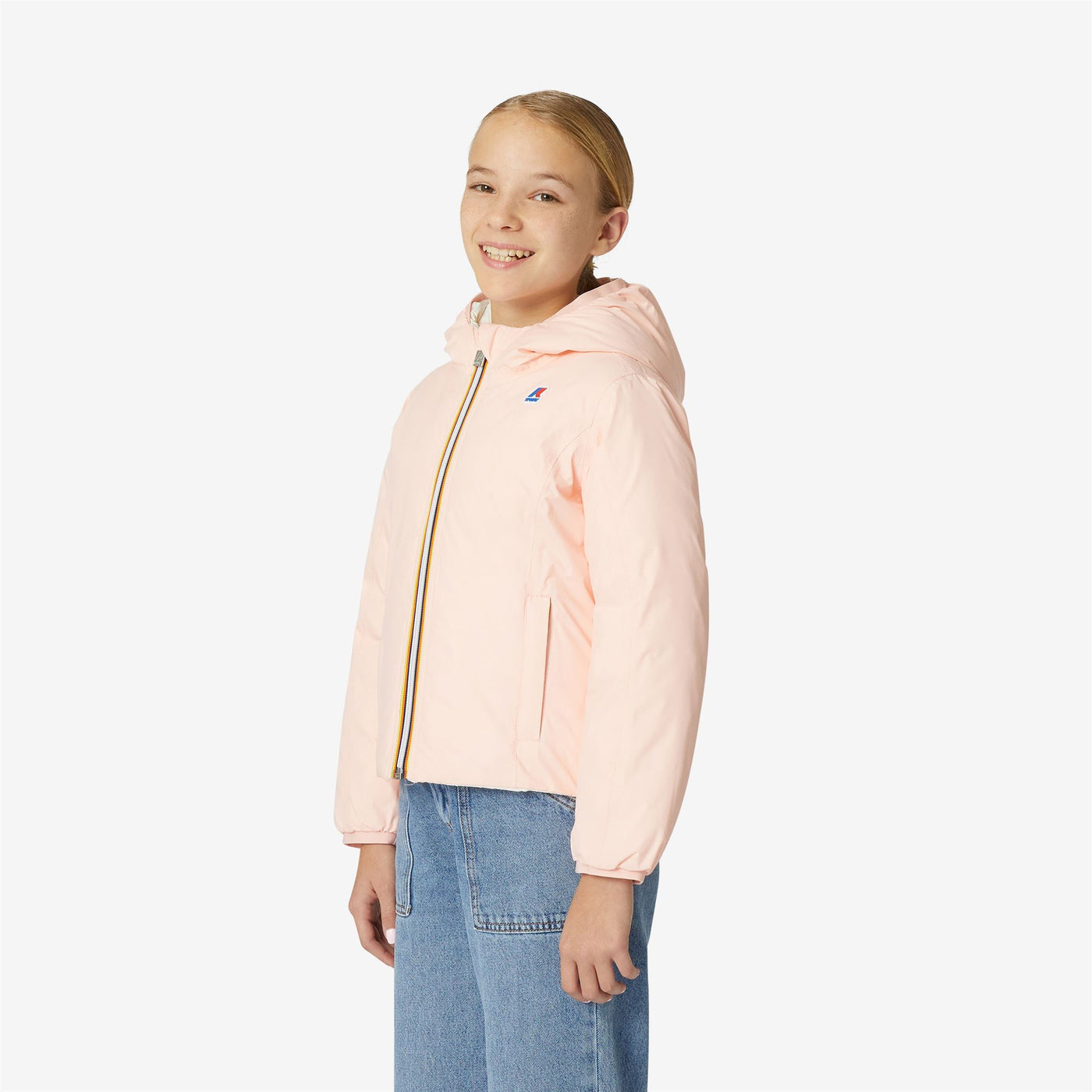 Jackets Girl P. LILY THERMO PLUS.2  DOUBLE Short PINK DAFNE - WHITE Detail (jpg Rgb)			