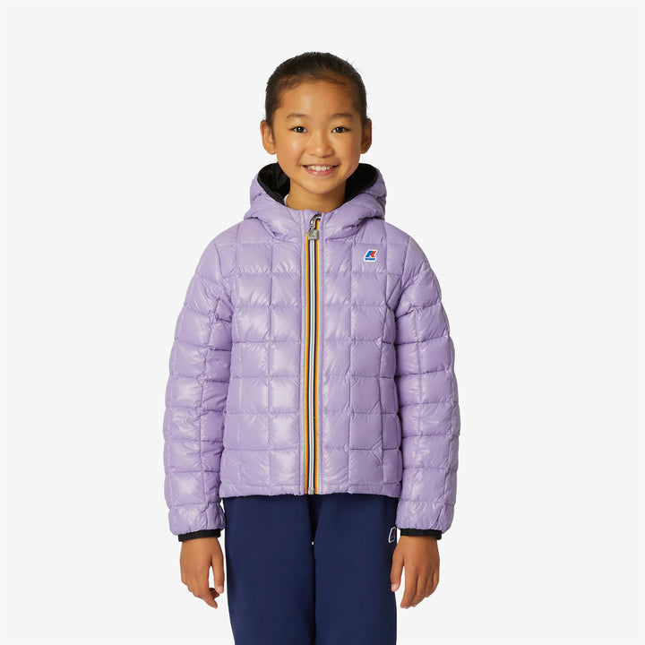 Jackets Girl P. LILY THERMO PLUS.2  REVERSIBLE Short BLACK PURE - VIOLET LAVENDER Detail Double				