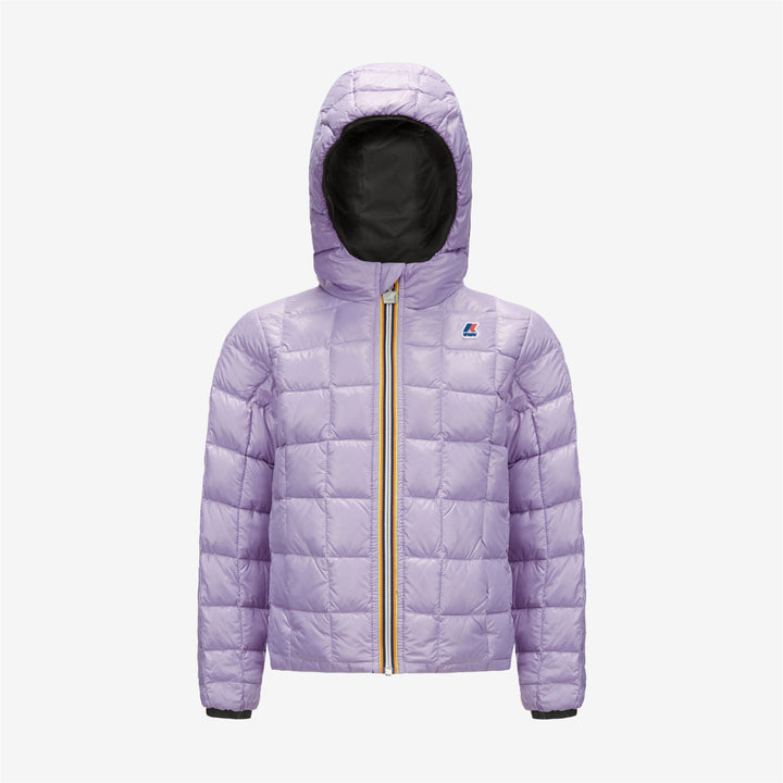 Jackets Girl P. LILY THERMO PLUS.2  REVERSIBLE Short BLACK PURE - VIOLET LAVENDER Dressed Front (jpg Rgb)	