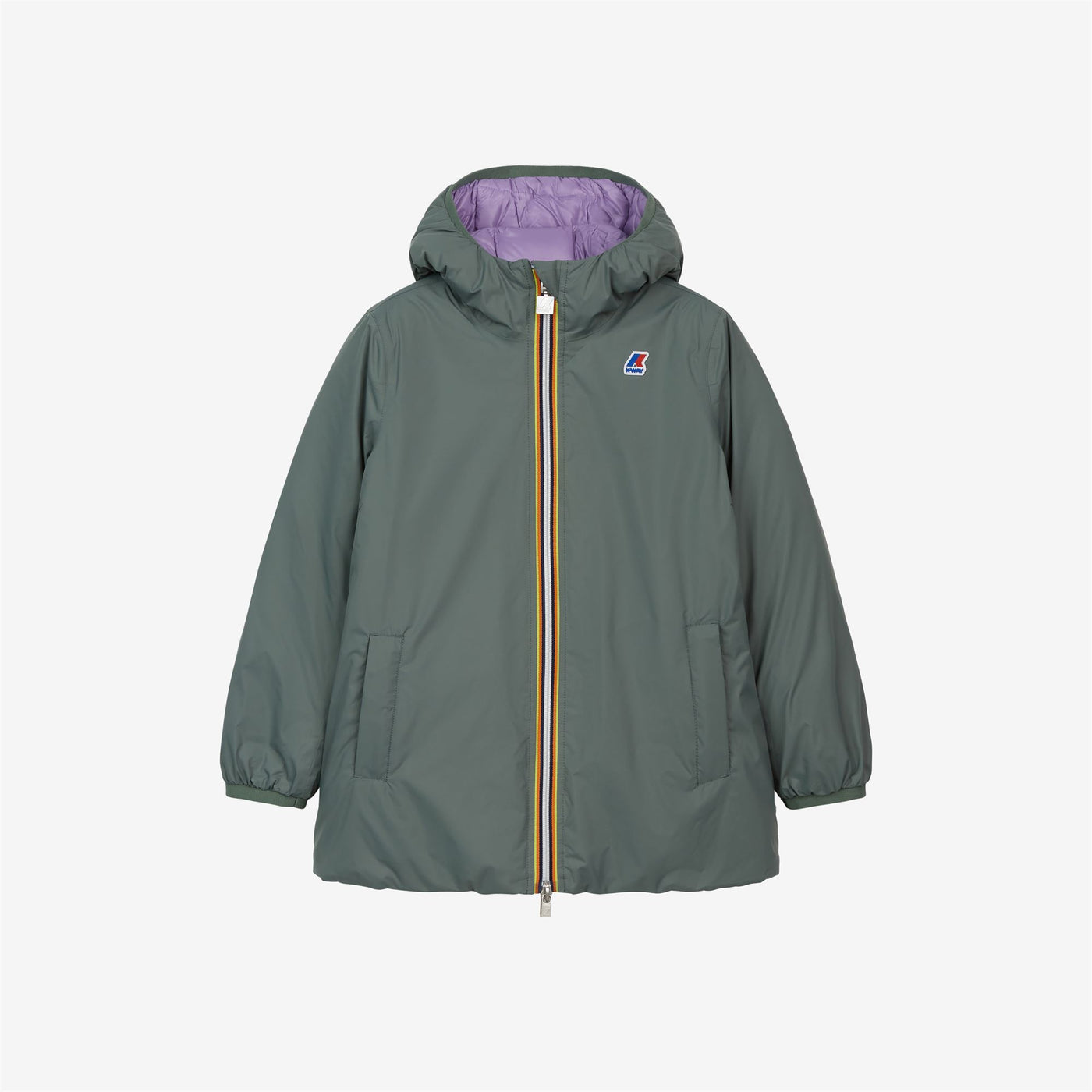 Jackets Girl P. SOPHIE THERMO PLUS.2 DOUBLE Mid GREEN LAUREL - VIOLET LAVENDER Photo (jpg Rgb)			