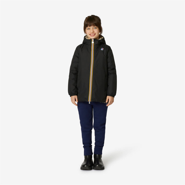 Jackets Girl P. SOPHIE THERMO PLUS.2 REVERSIBLE Mid BLACK PURE - NATURAL Dressed Back (jpg Rgb)		