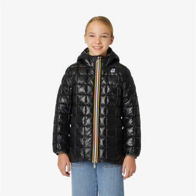 Jackets Girl P. SOPHIE THERMO PLUS.2 REVERSIBLE Mid GREEN BLACKISH  - BLACK PURE Detail Double				