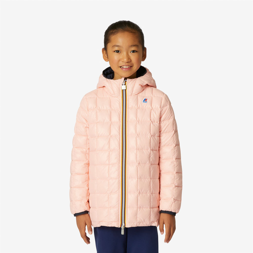 Blue Pink Girls' Reversible Down Jacket for Cold Weather 02