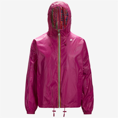 Jackets Woman MARIE PLUS.2 DOUBLE FLOUNCE Short ALLOVERPONCHO-PINK Dressed Front (jpg Rgb)	