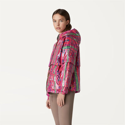 Jackets Woman MARIE PLUS.2 DOUBLE FLOUNCE Short ALLOVERPONCHO-PINK Detail (jpg Rgb)			
