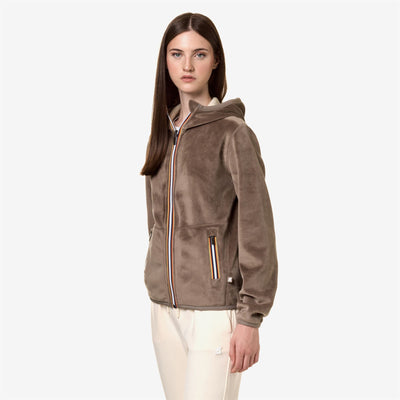 Fleece Woman LILY VELOUR POLAR DOUBLE Jacket BEIGE T-BEIGE E Detail (jpg Rgb)			