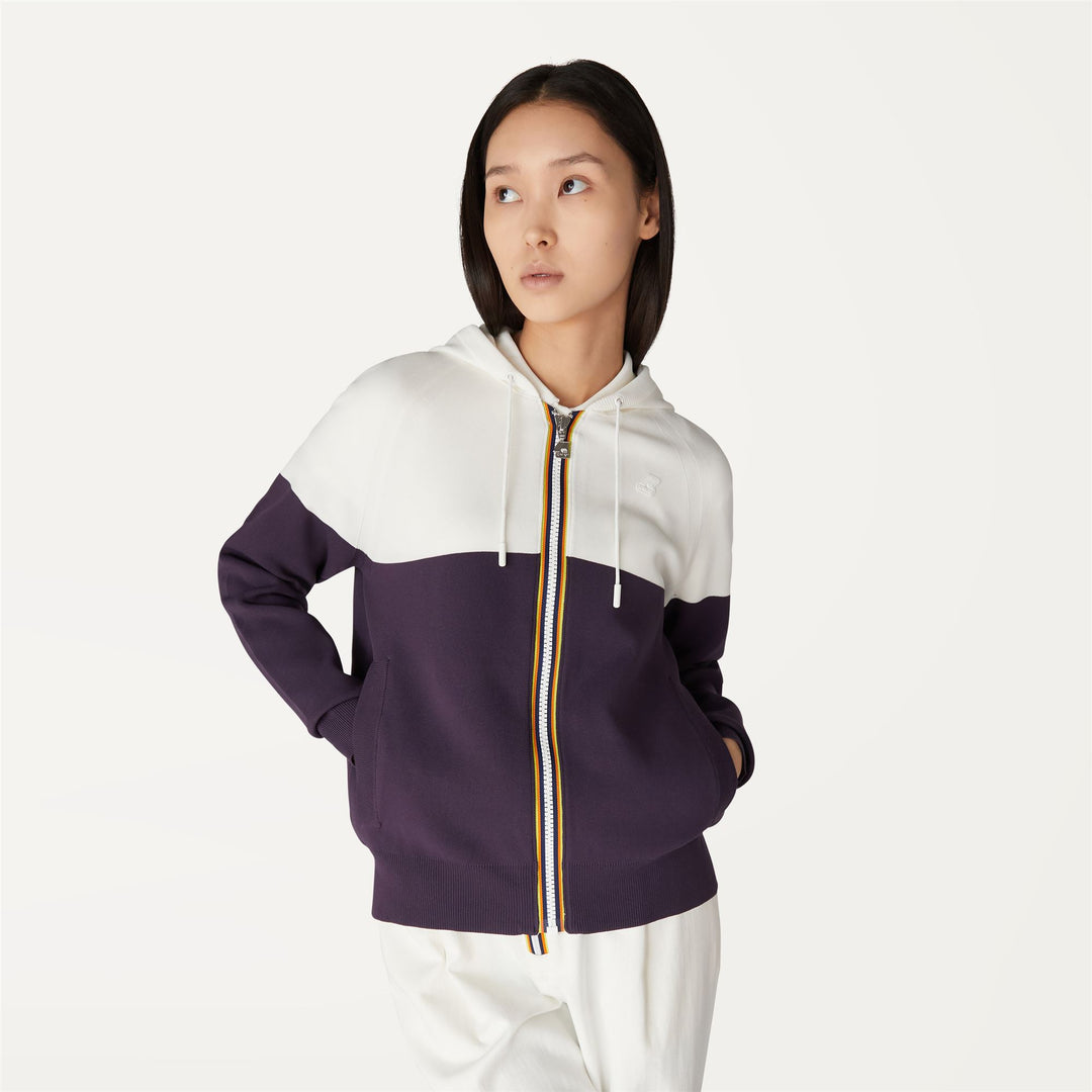 Knitwear Woman LILY NY 6/6 Jacket WHITE - VIOLET Detail Double				