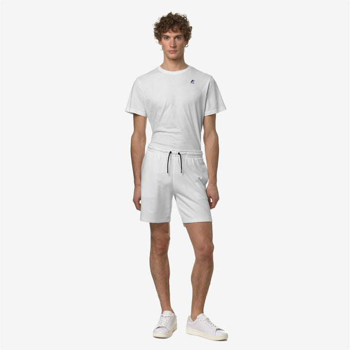Shorts Unisex LE VRAI DORIAN POLY COTTON Sport  Shorts WHITE Dressed Back (jpg Rgb)		