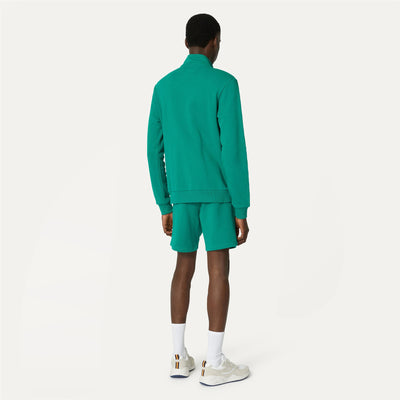 Shorts Unisex LE VRAI DORIAN POLY COTTON Sport  Shorts GREEN Dressed Front Double		