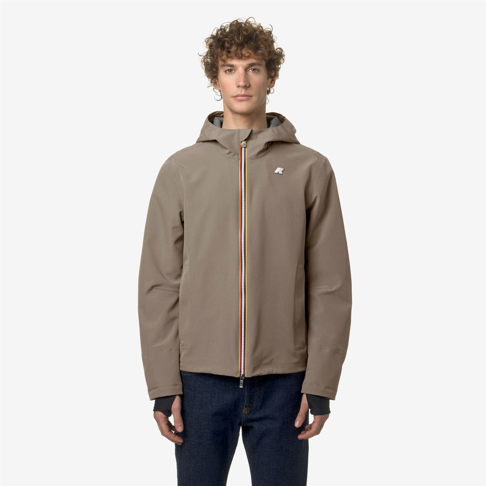 Beige Brown Men's Urban Short Jacket with Water Resistance 02