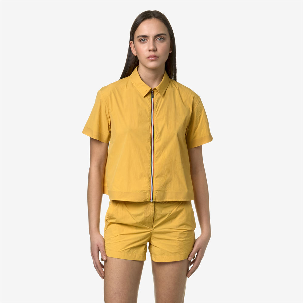 Mimosa Yellow Women's Short Summer Jacket with Zip and Pockets 02