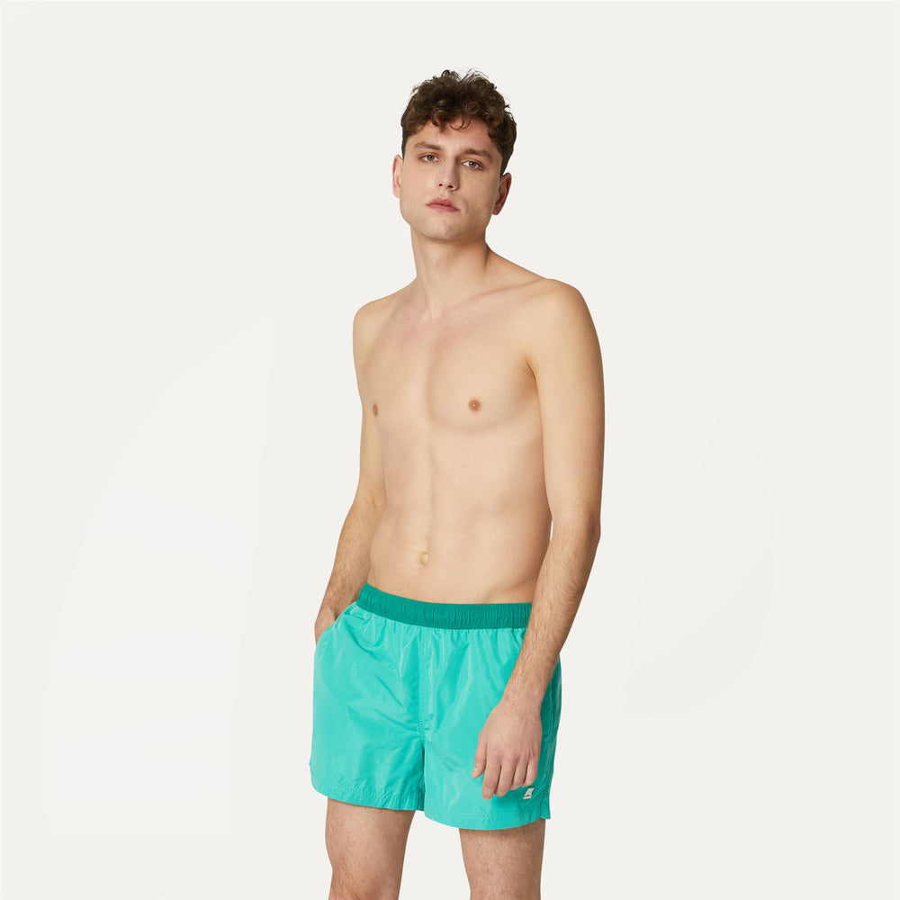 Green Men's St Tropez Swimming Trunks with Quick-Dry Design 02