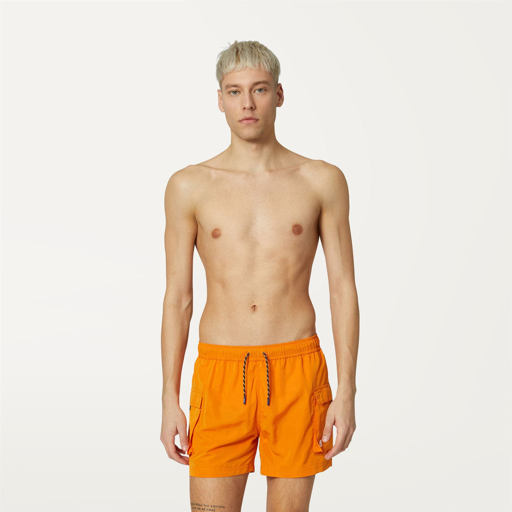 Orange Men's Quick-Dry Swimming Trunks with Cargo Pockets 02
