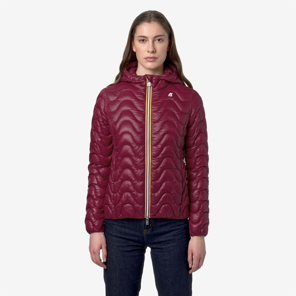 Dark Red Women's Short Quilted Jacket with Eco-Friendly Padding 02