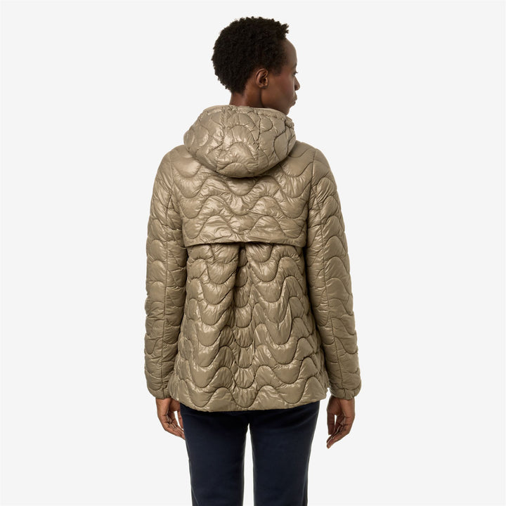Jackets Woman MADLAINE QUILTED WARM Mid BEIGE TAUPE Dressed Front Double		