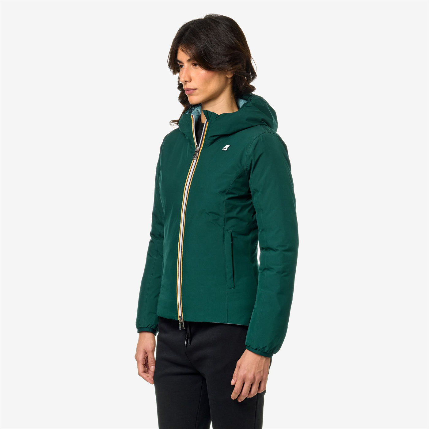 Jackets Woman LILY STRETCH THERMO REVERSIBLE Short GREEN P-GREEN A Detail (jpg Rgb)			