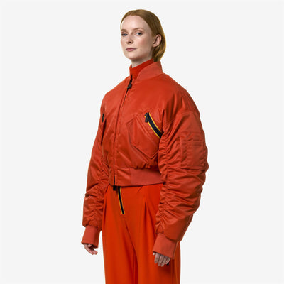 Jackets Woman LONCROP THERMO SHINY TWILL Short ORANGE PUMPKIN Detail (jpg Rgb)			