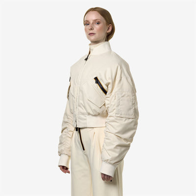 Jackets Woman LONCROP THERMO SHINY TWILL Short BEIGE ECRU Detail (jpg Rgb)			
