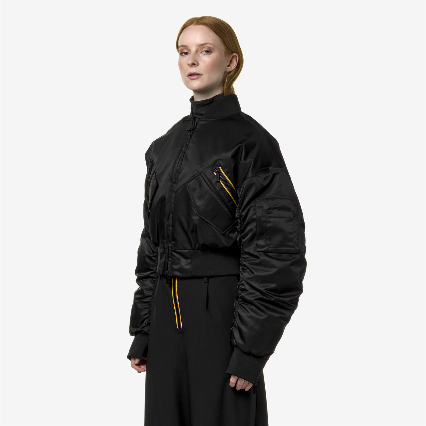 Jackets Woman LONCROP THERMO SHINY TWILL Short BLACK PURE Detail (jpg Rgb)			