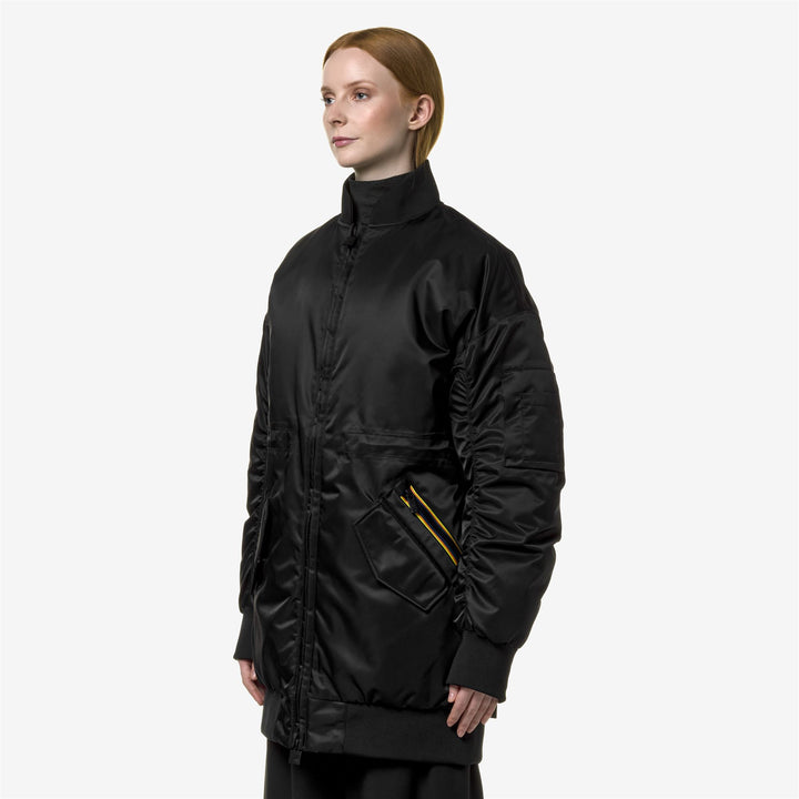 Jackets Woman LONW THERMO SHINY TWILL 3/4 LENGTH BLACK PURE Detail (jpg Rgb)			