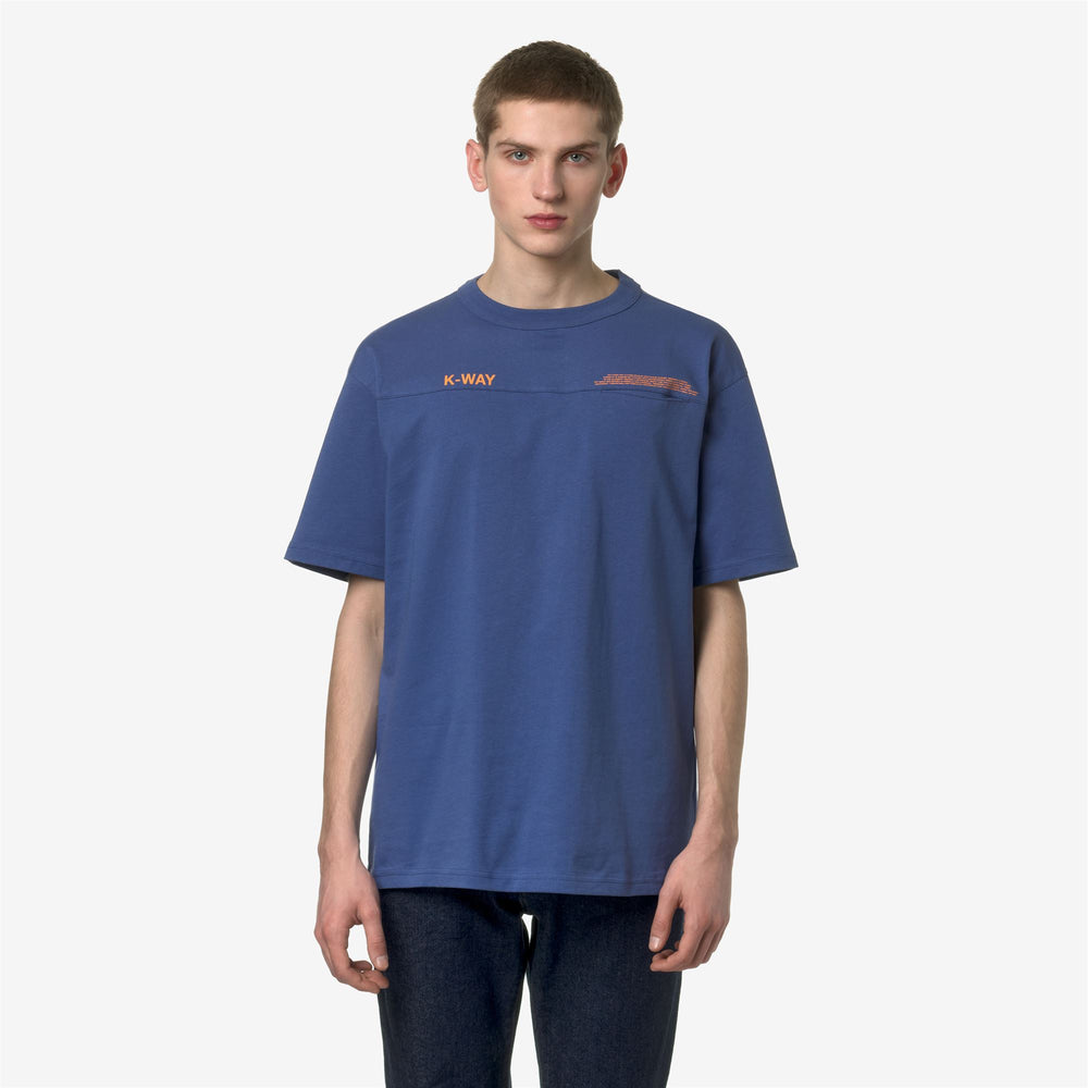 Blue Orange Men's Casual T-Shirt with Pocket and Lettering 02