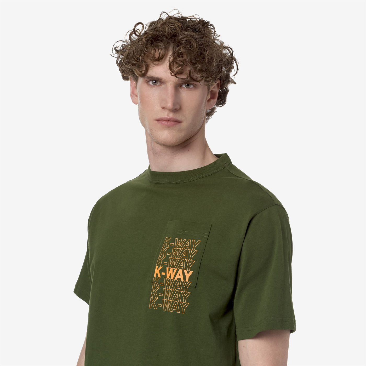 T-ShirtsTop Man FANTOME K-WAY LETTERING T-Shirt GREEN CYPRESS - ORANGE MD Detail Double				