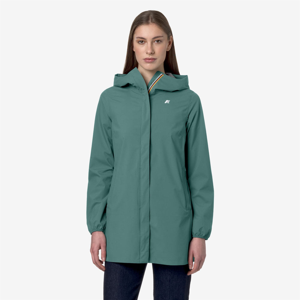 Green Women's Slim Fit Waterproof Jacket for Transitional Weather 02