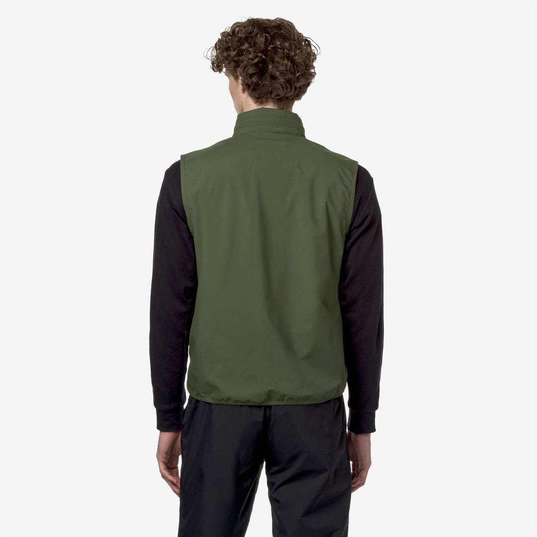 Jackets Man VALEN STRETCH DOT Vest GREEN CYPRESS Dressed Front Double		